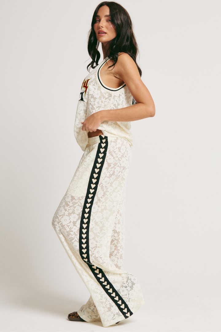 RAVING HEART LACE PANTS - CREAM