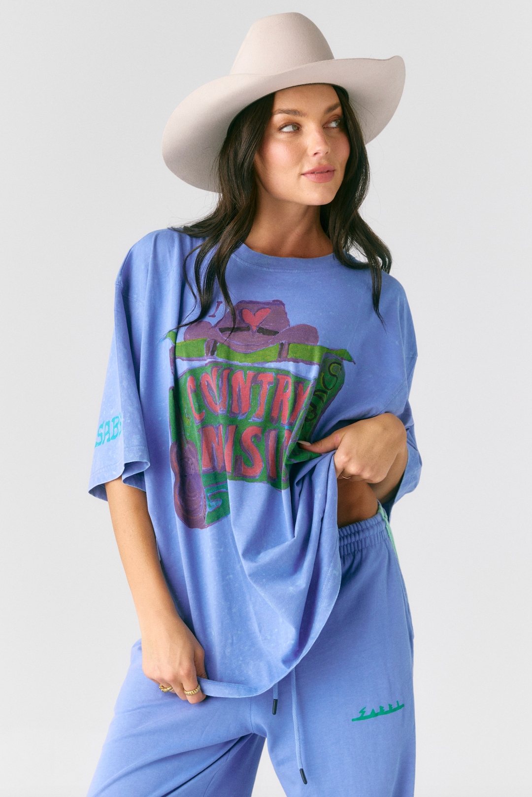 THE VERY OVERSIZED I LOVE COUNTRY MUSIC TEE - PERIWINKLE