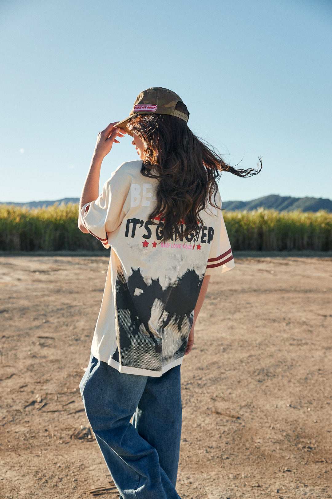 THE VERY OVERSIZED SABBI RODEO SELF LOVE CLUB TEE - BEIGE