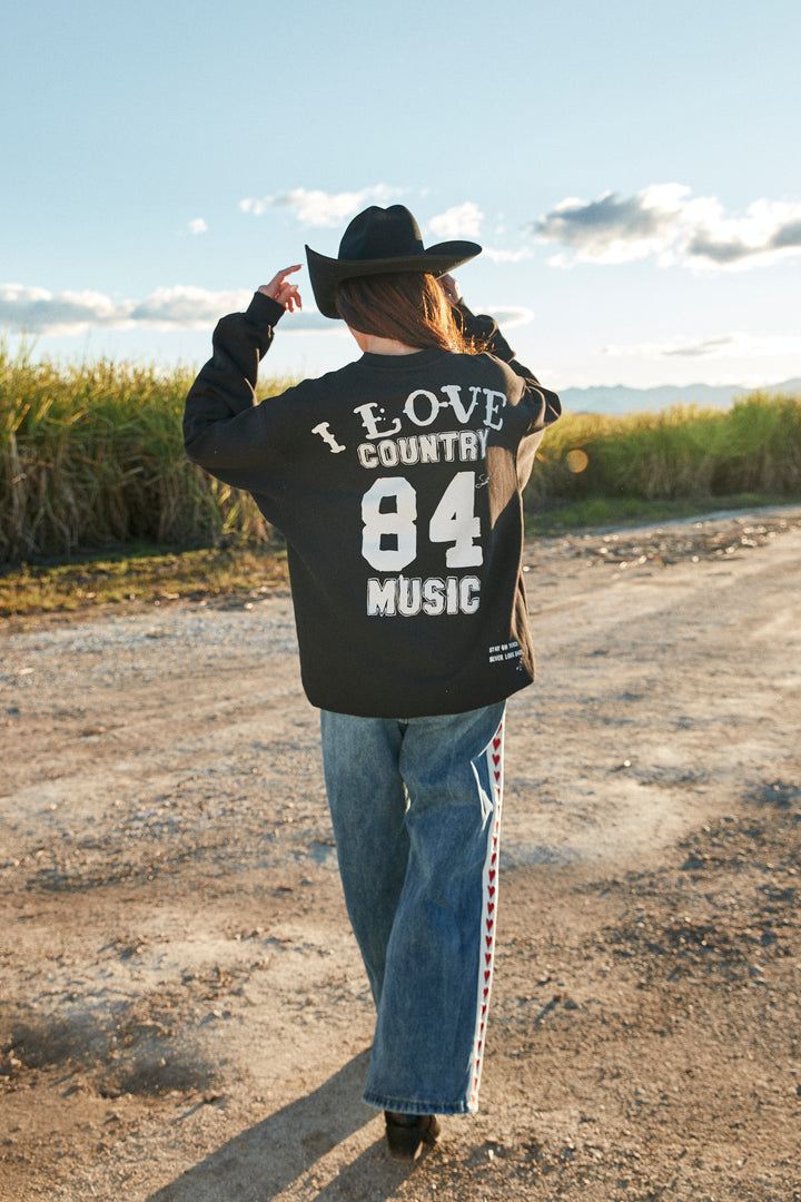 I LOVE COUNTRY MUSIC CREW - BLACK