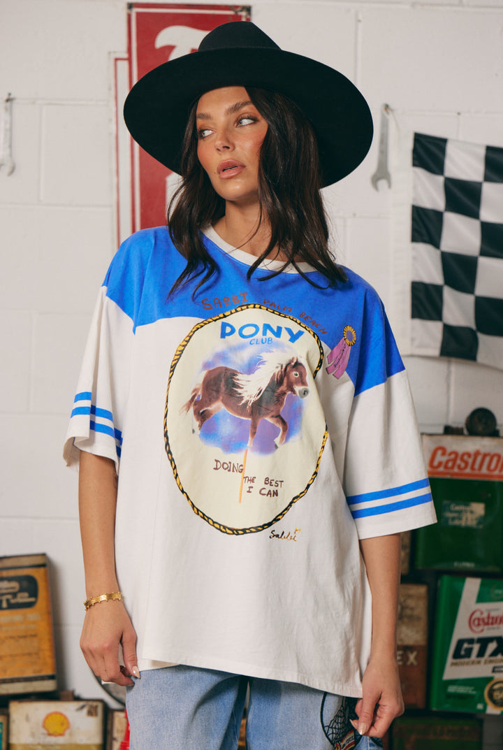 THE BOYFRIEND FIT PONY CLUB TEE - BLUE