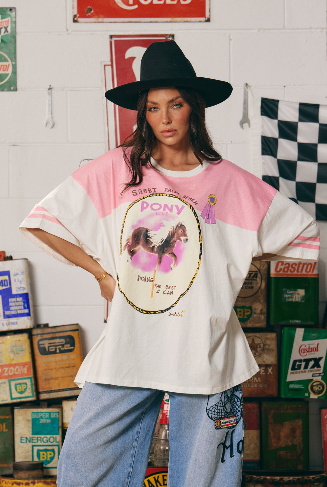 THE BOYFRIEND FIT PONY CLUB TEE - PINK