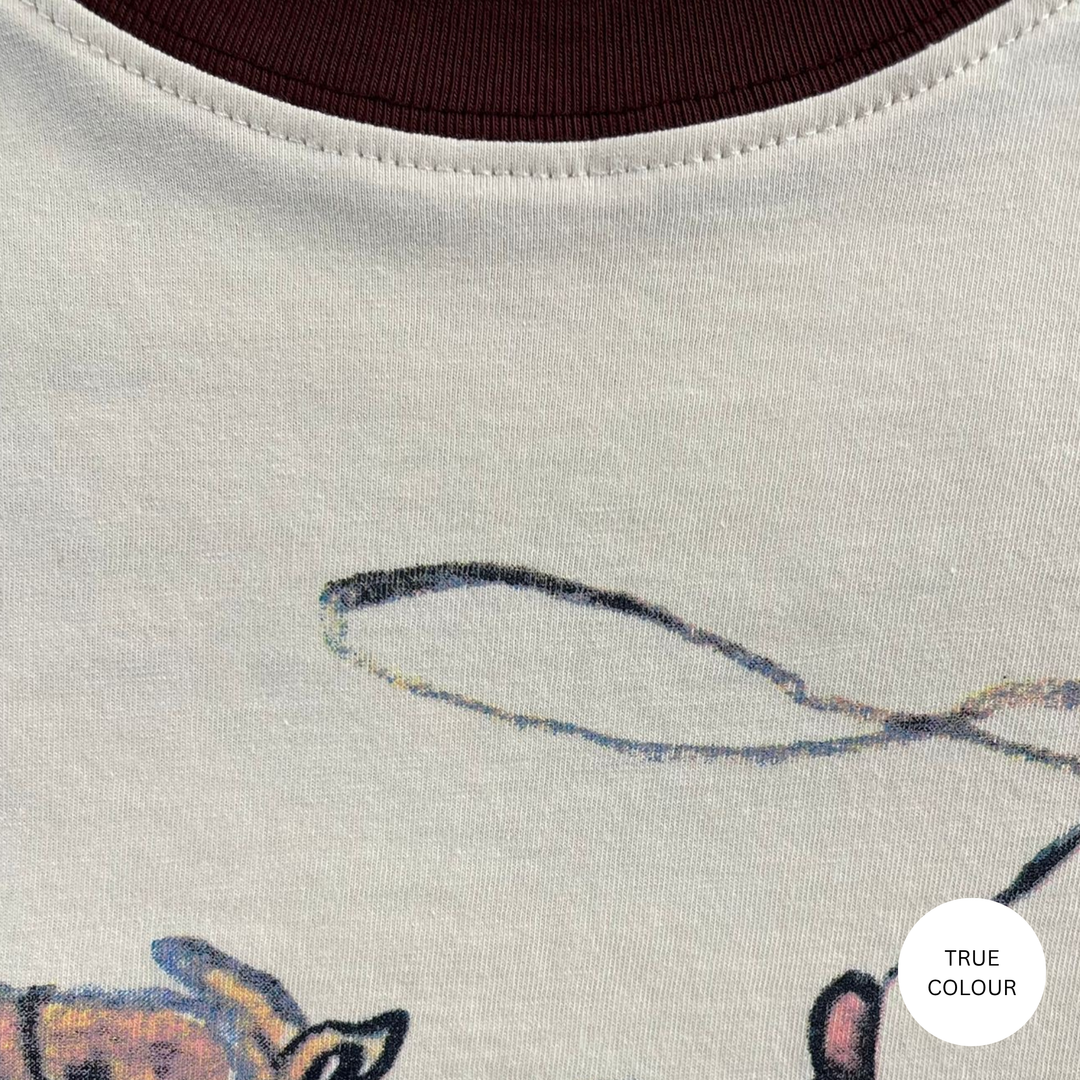 THE VERY OVERSIZED YEEHAW TEE- CREAM WITH CHOCOLATE TRIM