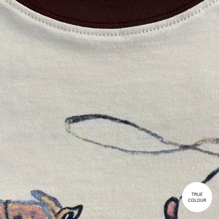 THE VERY OVERSIZED YEEHAW TEE- CREAM WITH CHOCOLATE TRIM