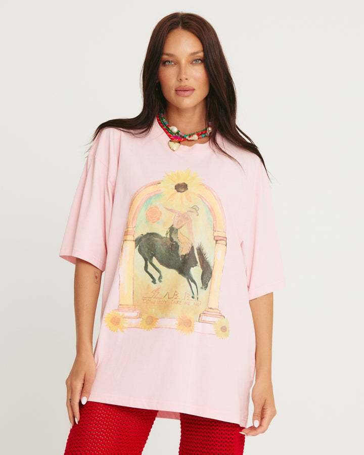 THE VERY OVERSIZED WILD FLOWER TEE - PINK