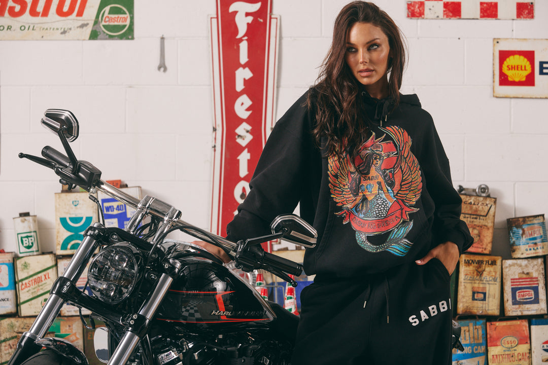 THE BRENDA ENERGY WIDE LEG SWEAT PANTS - BLACK