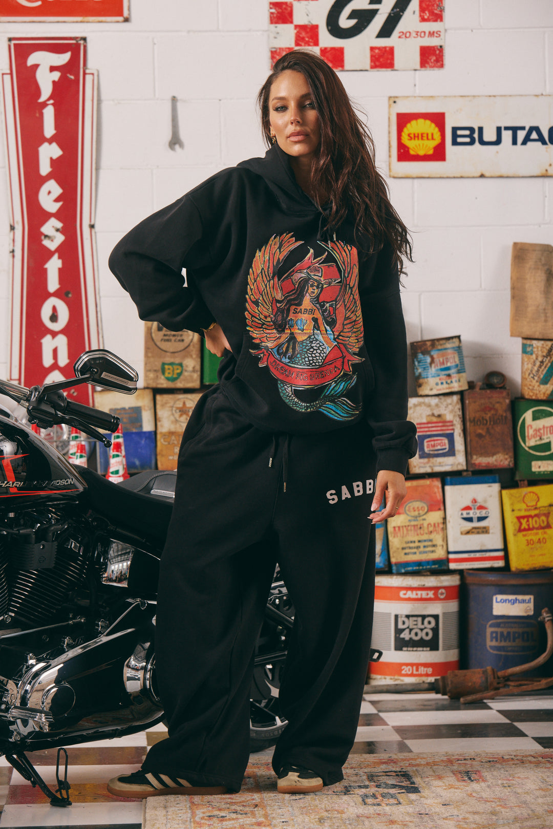 THE BRENDA ENERGY WIDE LEG SWEAT PANTS - BLACK