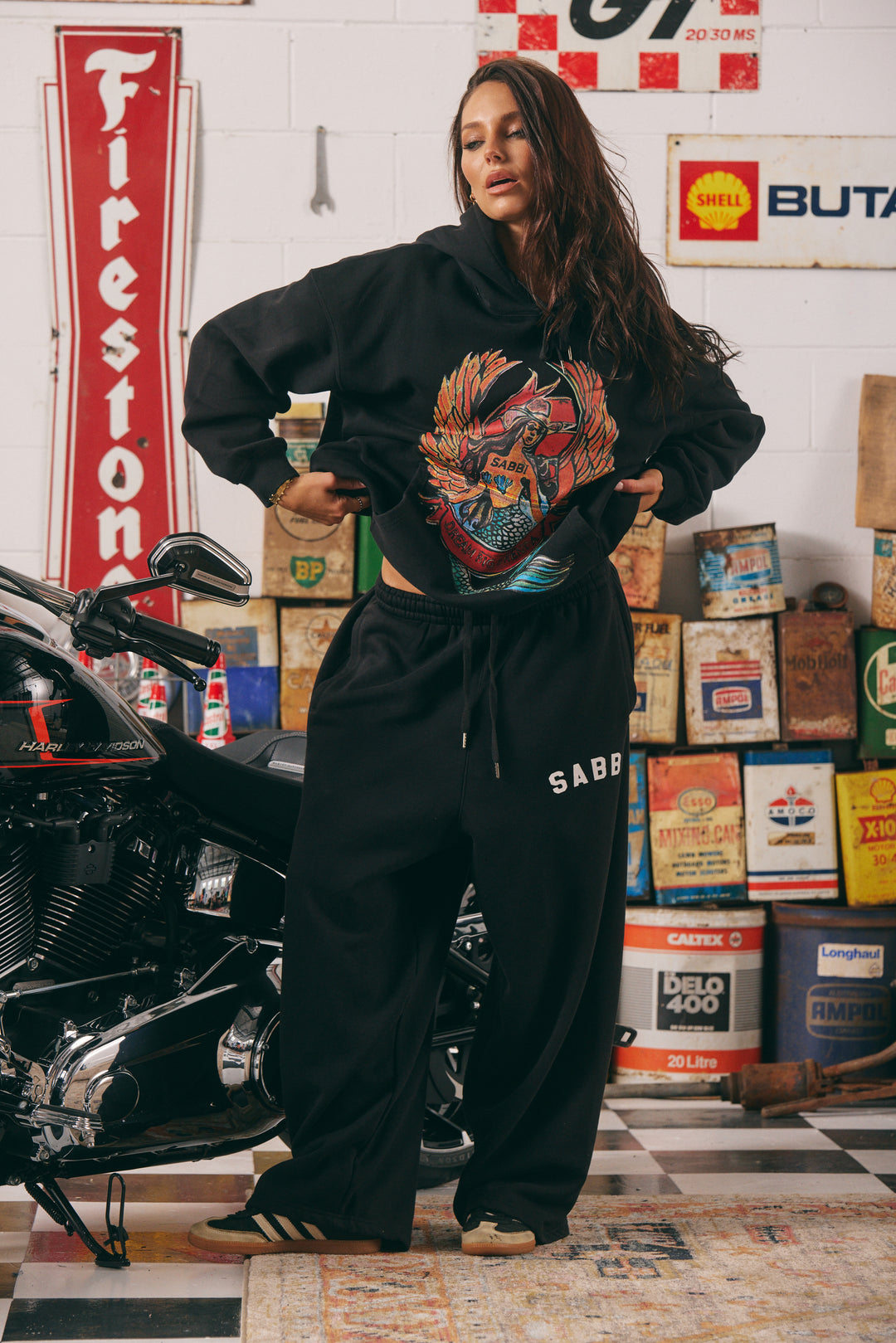 THE BRENDA ENERGY WIDE LEG SWEAT PANTS - BLACK