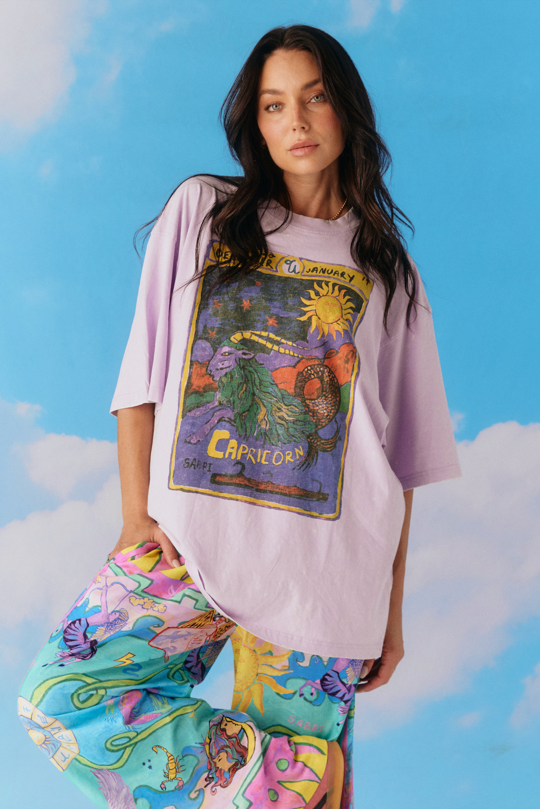 THE VERY OVERSIZED CAPRICORN TEE - LILAC