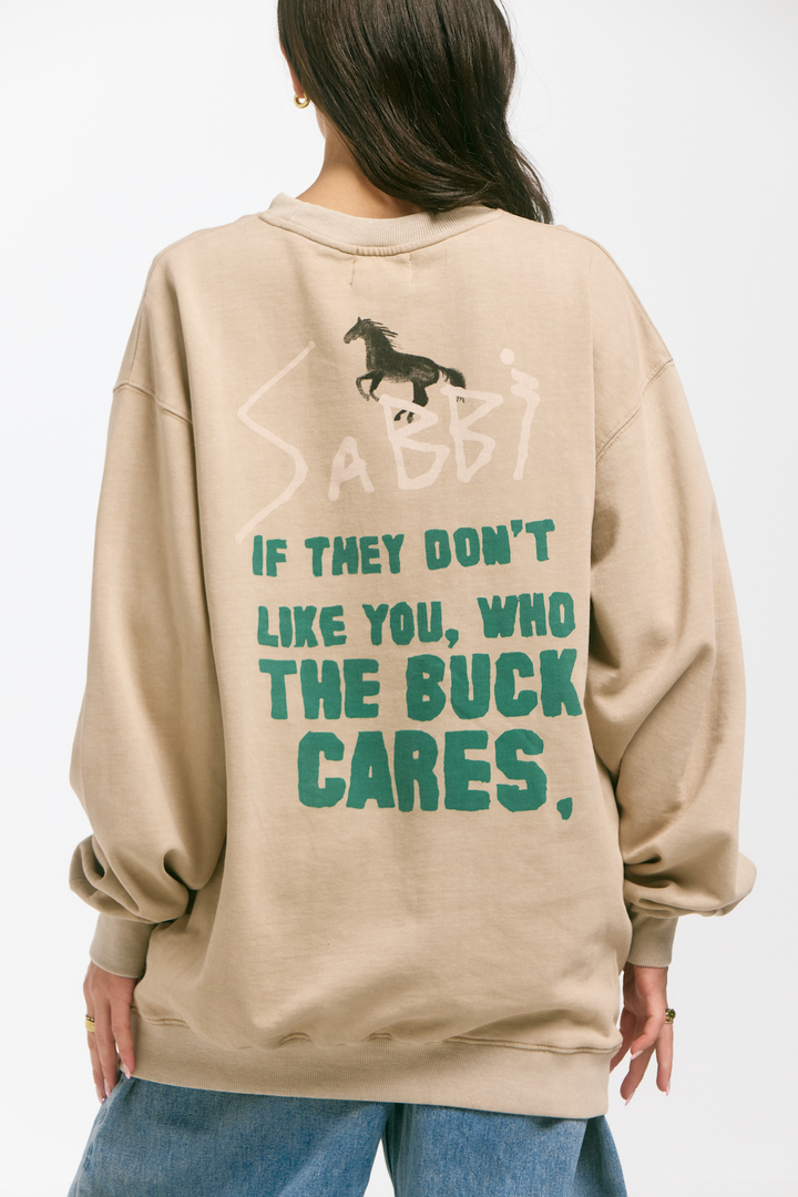 THE WHO THE BUCK CARES JUMPER - STONE