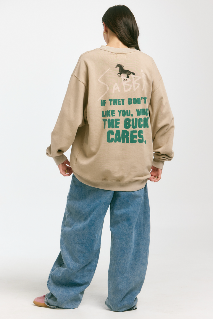 THE WHO THE BUCK CARES JUMPER - STONE