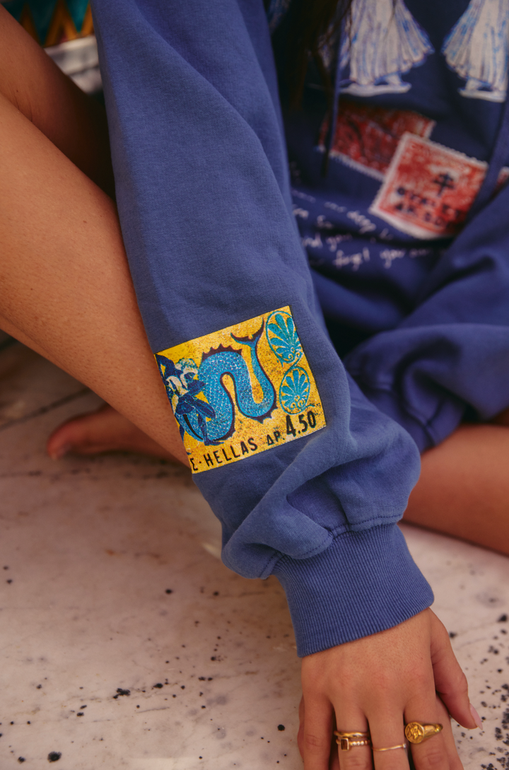 THE LOVE NOTES GREECE HOODIE - NAVY BLUE