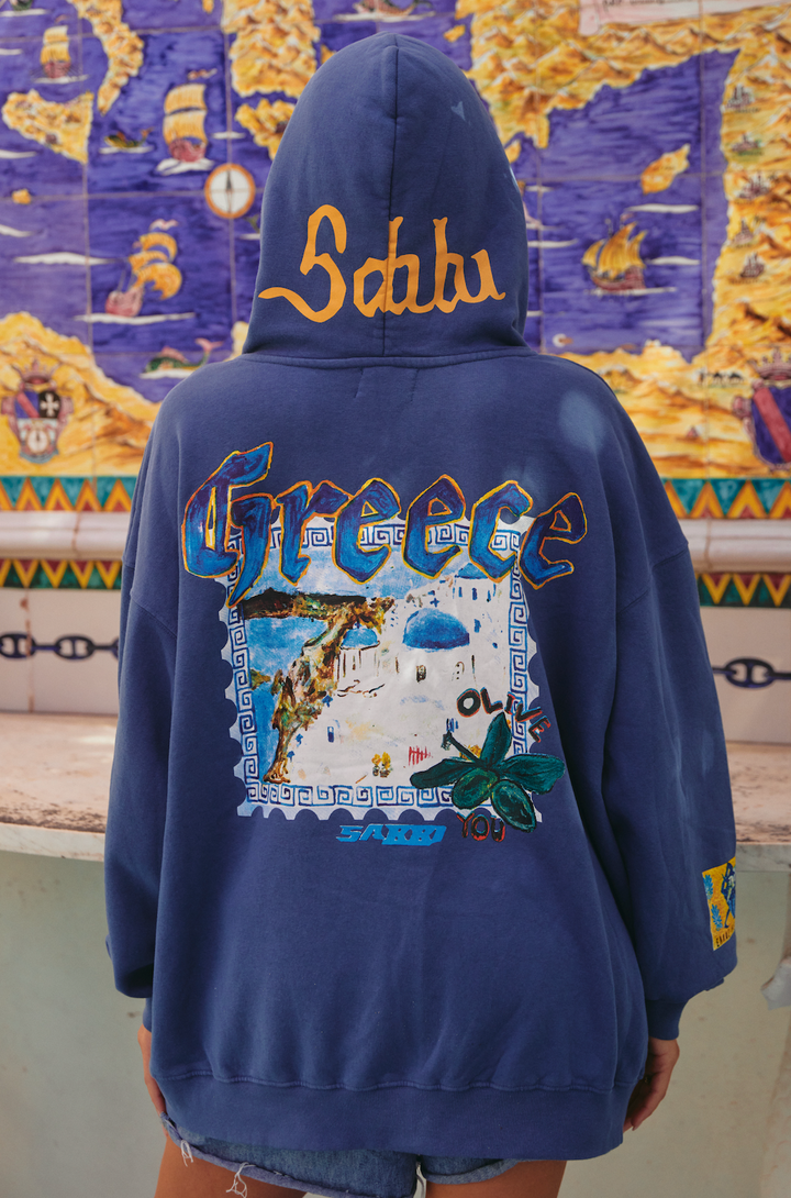 THE LOVE NOTES GREECE HOODIE - NAVY BLUE