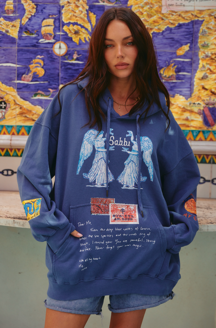 THE LOVE NOTES GREECE HOODIE - NAVY BLUE