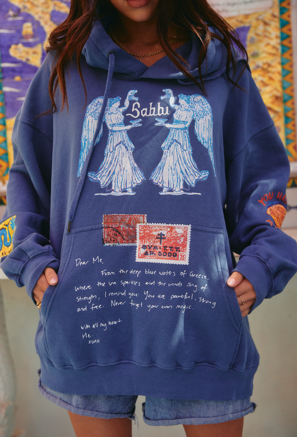 THE LOVE NOTES GREECE HOODIE - NAVY BLUE