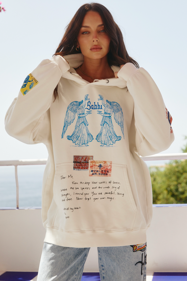 THE LOVE NOTES GREECE HOODIE - MARSHMALLOW