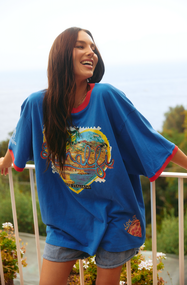 THE VERY OVERSIZED LOVE NOTES TEE - AMALFI - BLUE