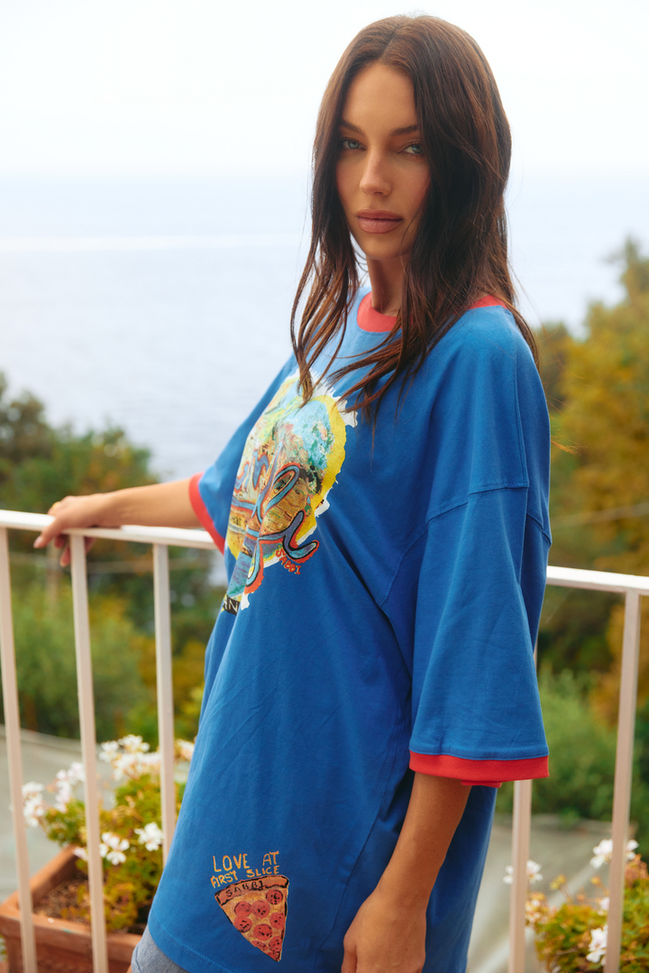 THE VERY OVERSIZED LOVE NOTES TEE - AMALFI - BLUE