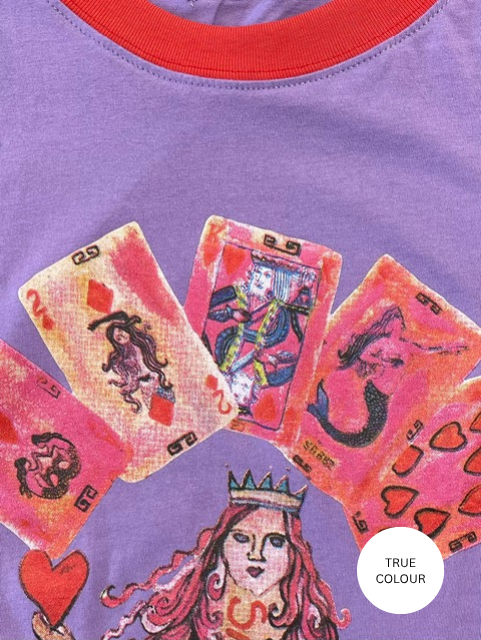 THE VERY OVERSIZED LUCKY MERMAID TEE - PURPLE & RED