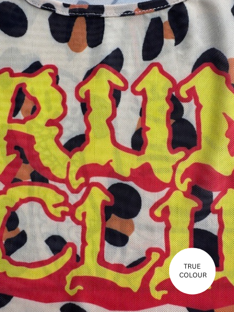 PANTERA MESH LONG SLEEVE MAXI DRESS - LEOPARD/ FLAMES