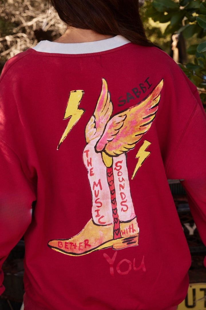 THE BORN ORIGINAL V NECK DIEGO JUMPER - MAROON & SKY