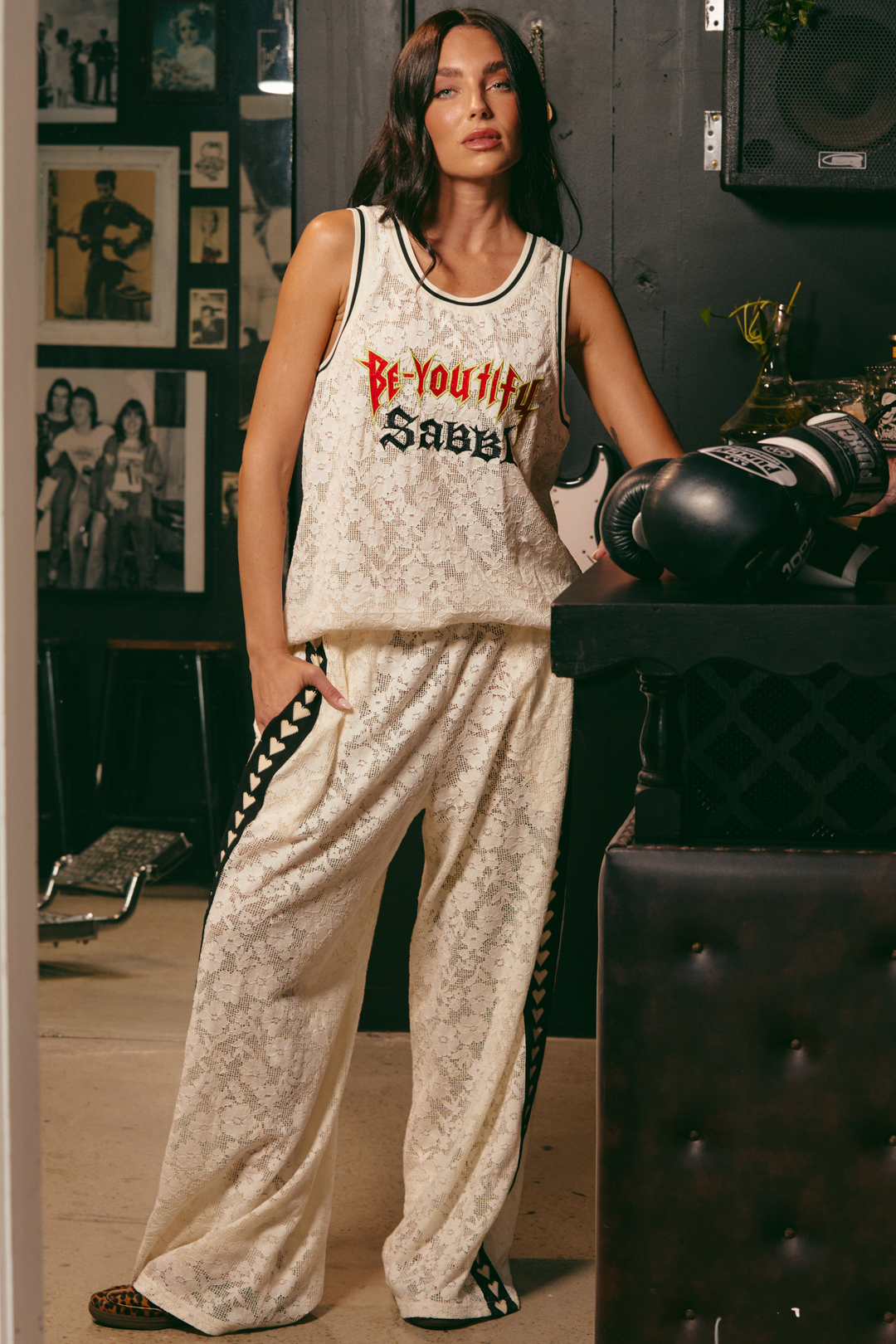 RAVING HEART LACE PANTS - CREAM