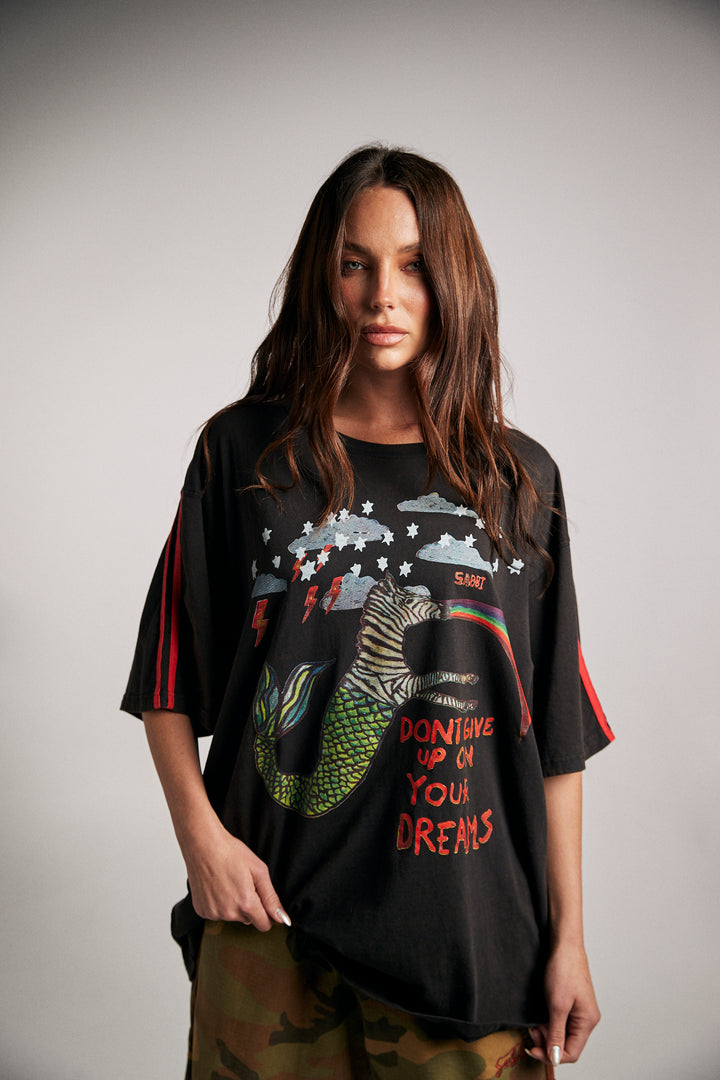 THE VERY OVERSIZED ZEBRA DREAMS TEE - BLACK