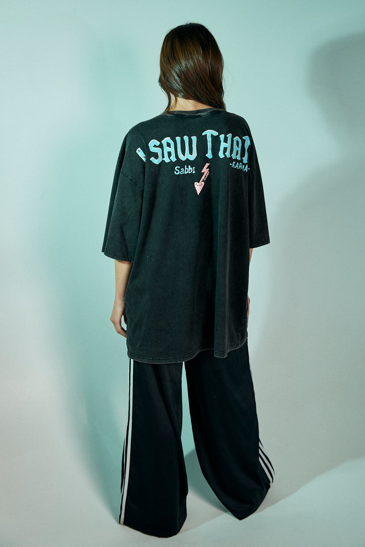 KARMA QUEEN TEE - BLACK ACID WASH