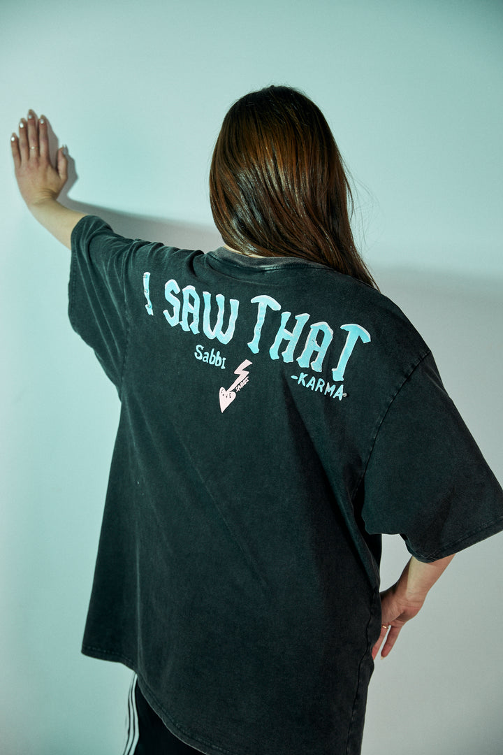 KARMA QUEEN TEE - BLACK ACID WASH