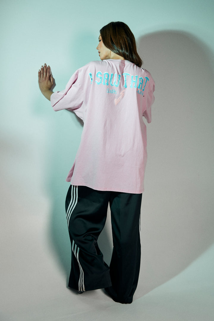 KARMA QUEEN TEE - PINK ACID WASH