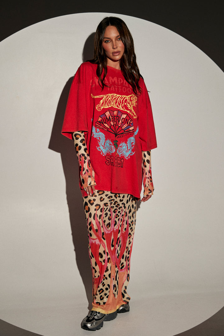 CHAMPANGE TATTOO TEE - RED