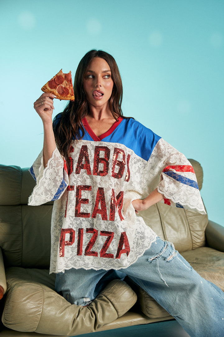 THE TEAM PIZZA LACE JERSEY - BLUE/WHITE