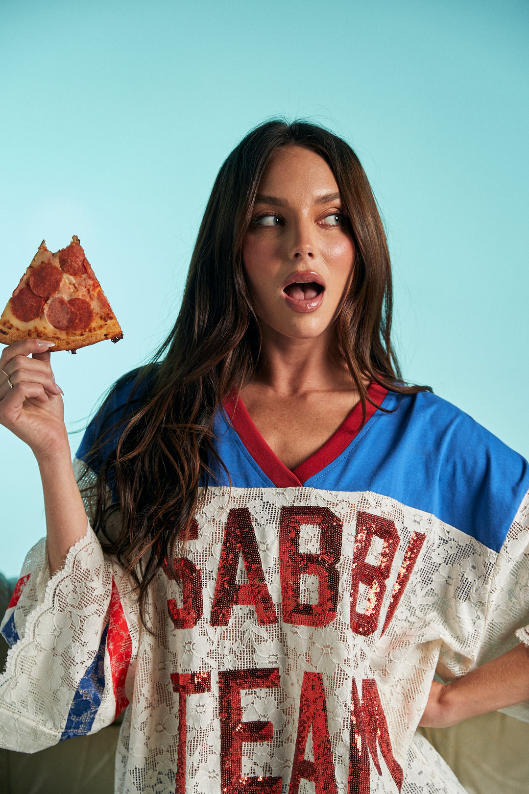 THE TEAM PIZZA LACE JERSEY - BLUE/WHITE