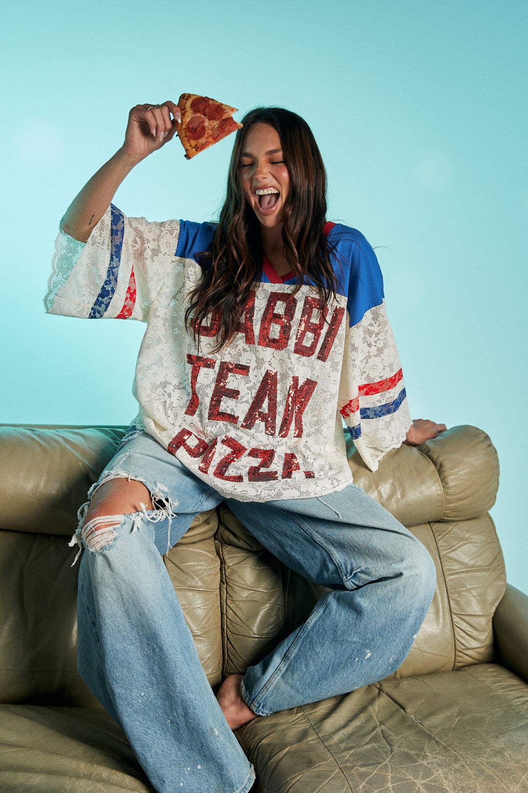 THE TEAM PIZZA LACE JERSEY - BLUE/WHITE