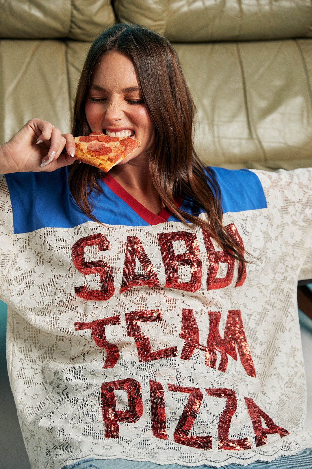 THE TEAM PIZZA LACE JERSEY - BLUE/WHITE