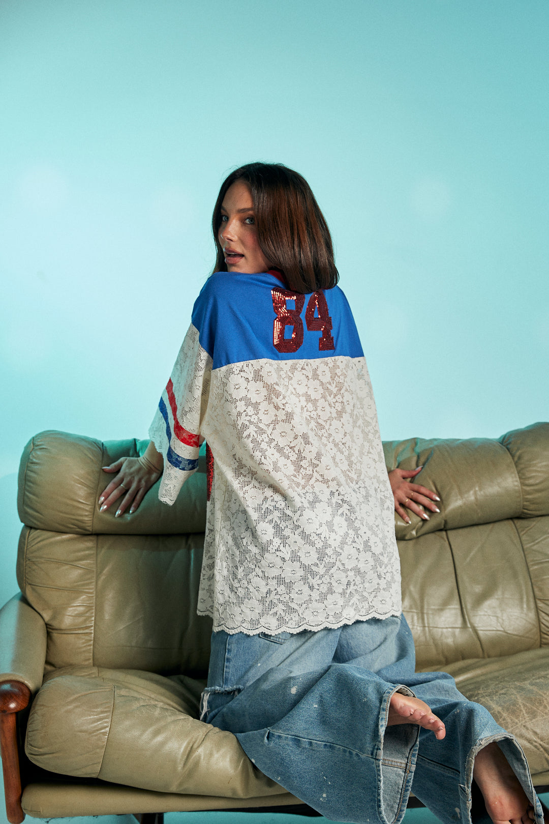 THE TEAM PIZZA LACE JERSEY - BLUE/WHITE