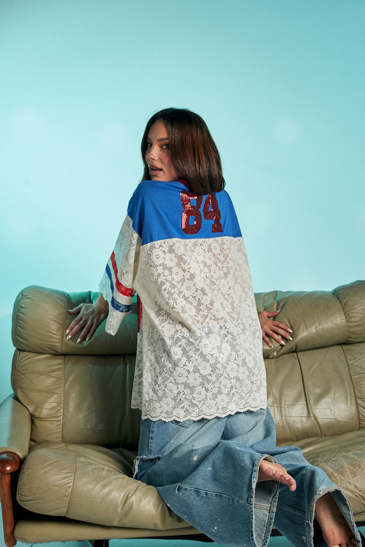 THE TEAM PIZZA LACE JERSEY - BLUE/WHITE