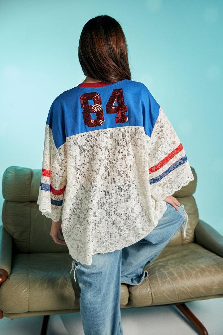 THE TEAM PIZZA LACE JERSEY - BLUE/WHITE