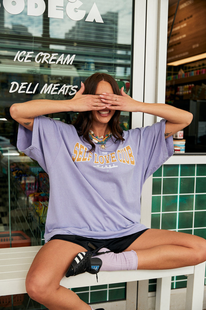 THE VERY OVERSIZED SELF LOVE CLUB TEE - PURPLE