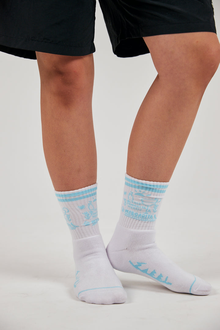 THE MARGIE SOCKS - WHITE & SKY