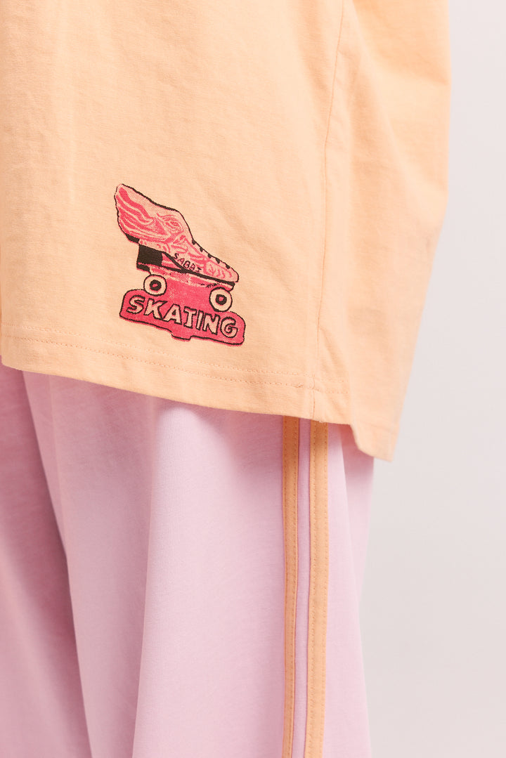 THE VERY OVERSIZED SKATE DON'T HATE TEE - PEACH