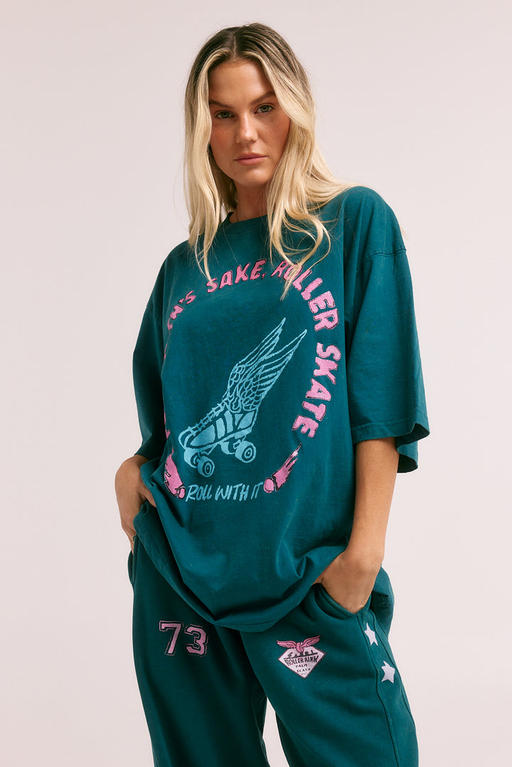 THE VERY OVERSIZED SKATE DON'T HATE TEE - TEAL