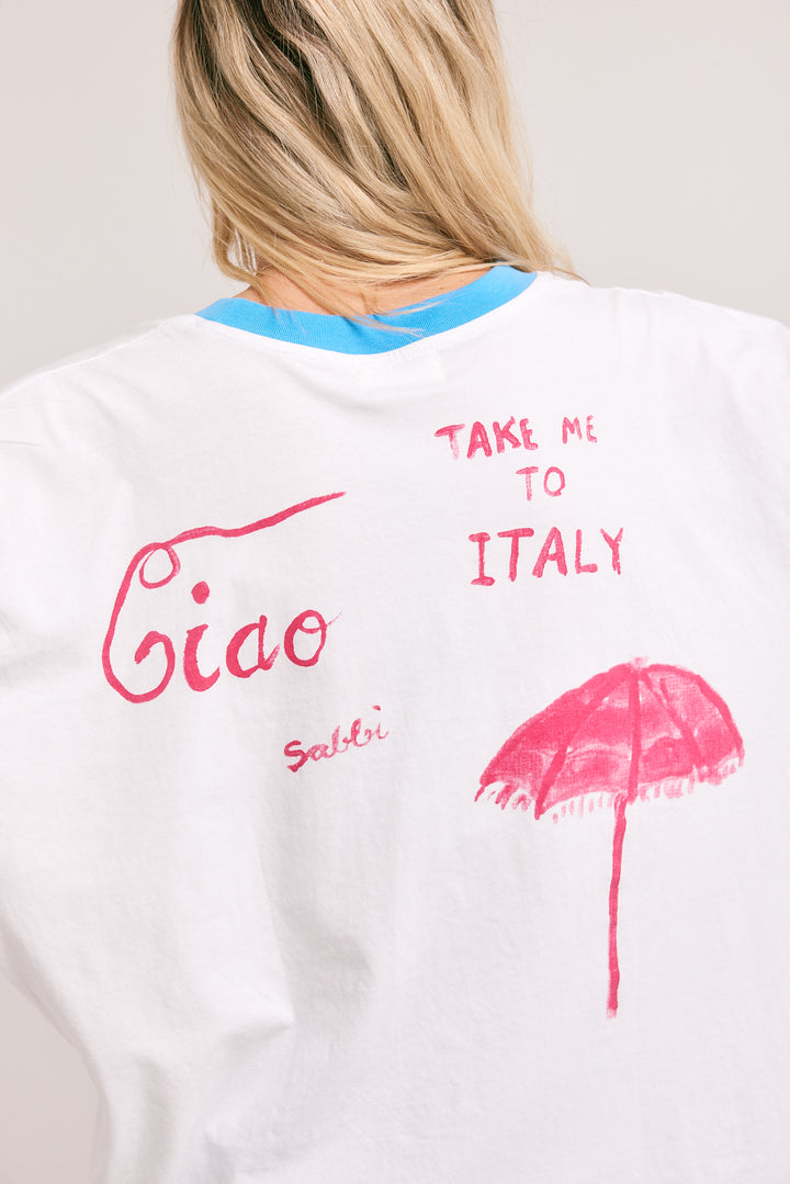 THE VERY OVERSIZED FEED ME PASTA TEE  - WHITE