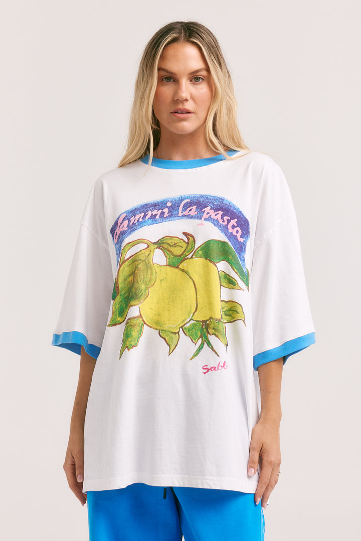 THE VERY OVERSIZED FEED ME PASTA TEE  - WHITE