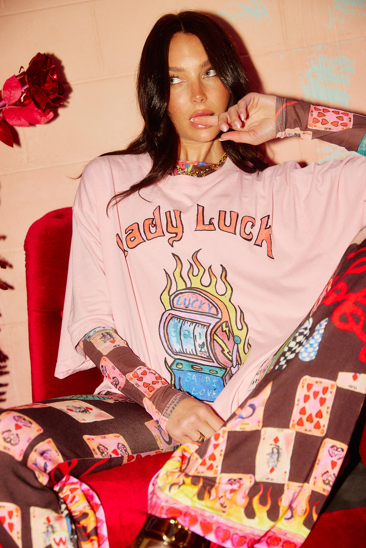 THE VERY OVERSIZED LADY LUCK TEE - PINK
