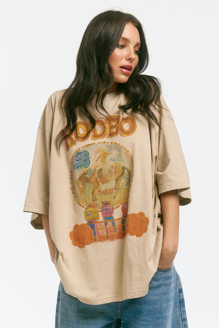 THE VERY OVERSIZED RODEO TEE - STONE