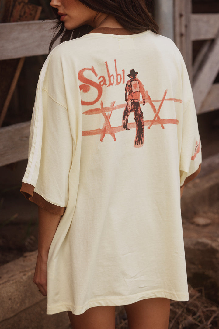 THE VERY OVERSIZED SUPERSTARS TEE - LEMON/ BROWN