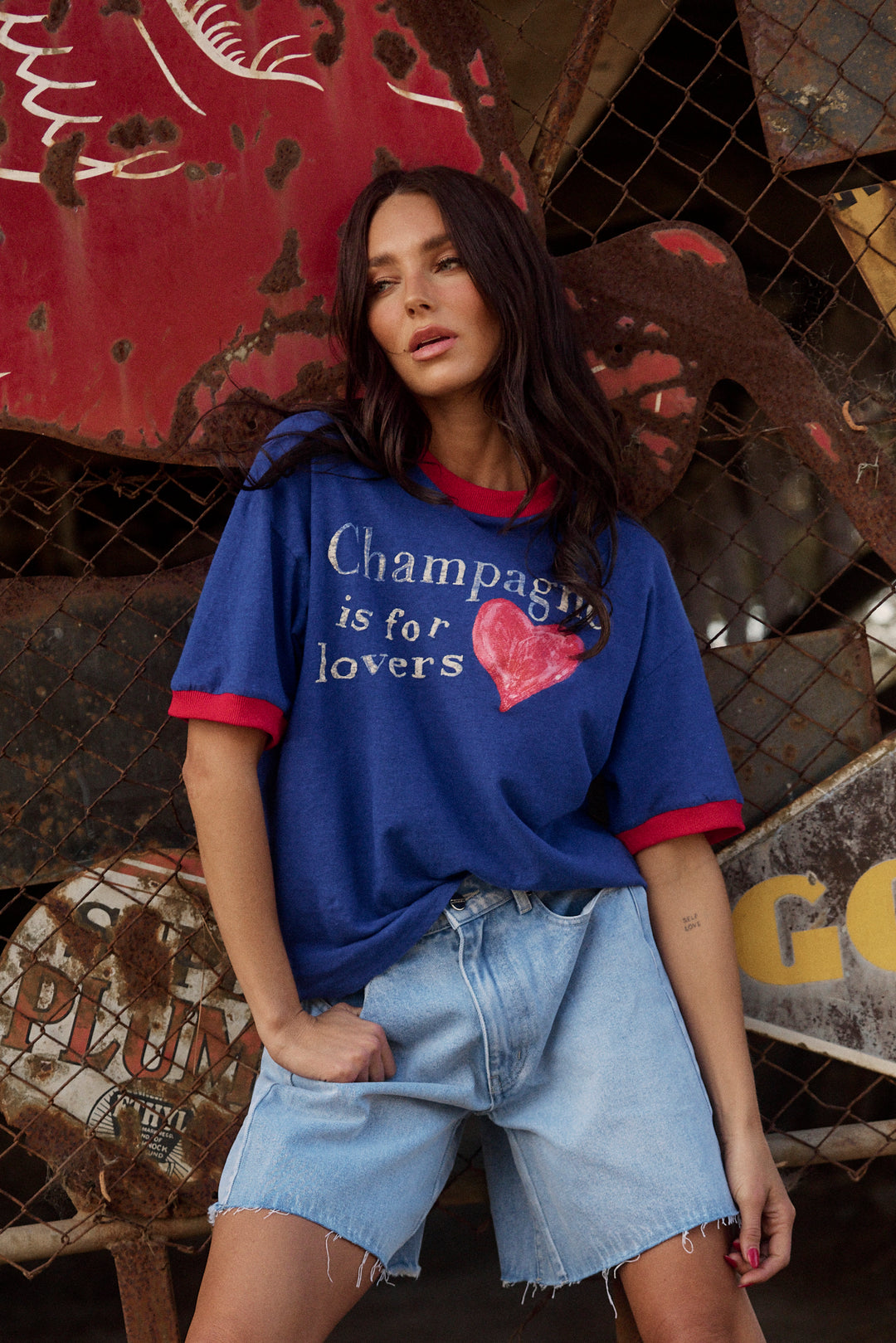 THE CHAMPAGNE IS FOR LOVERS TEE -ROYAL