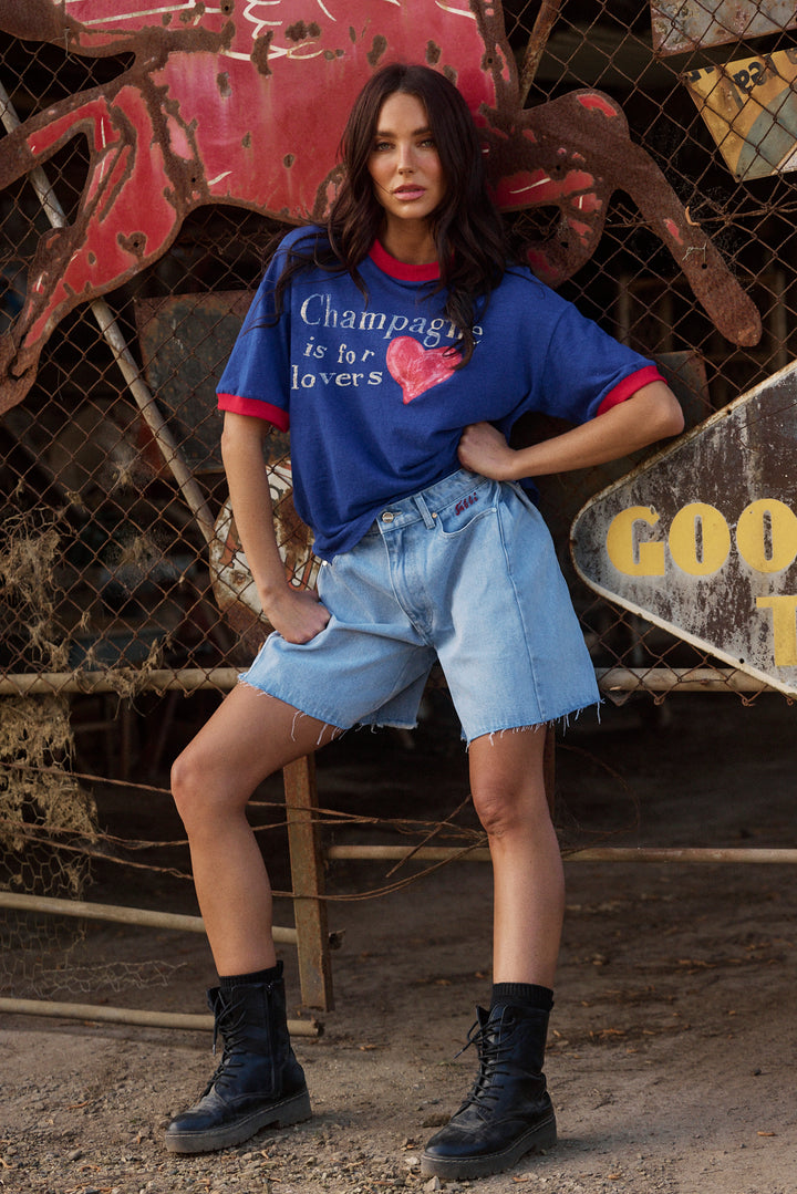 THE CHAMPAGNE IS FOR LOVERS TEE -ROYAL