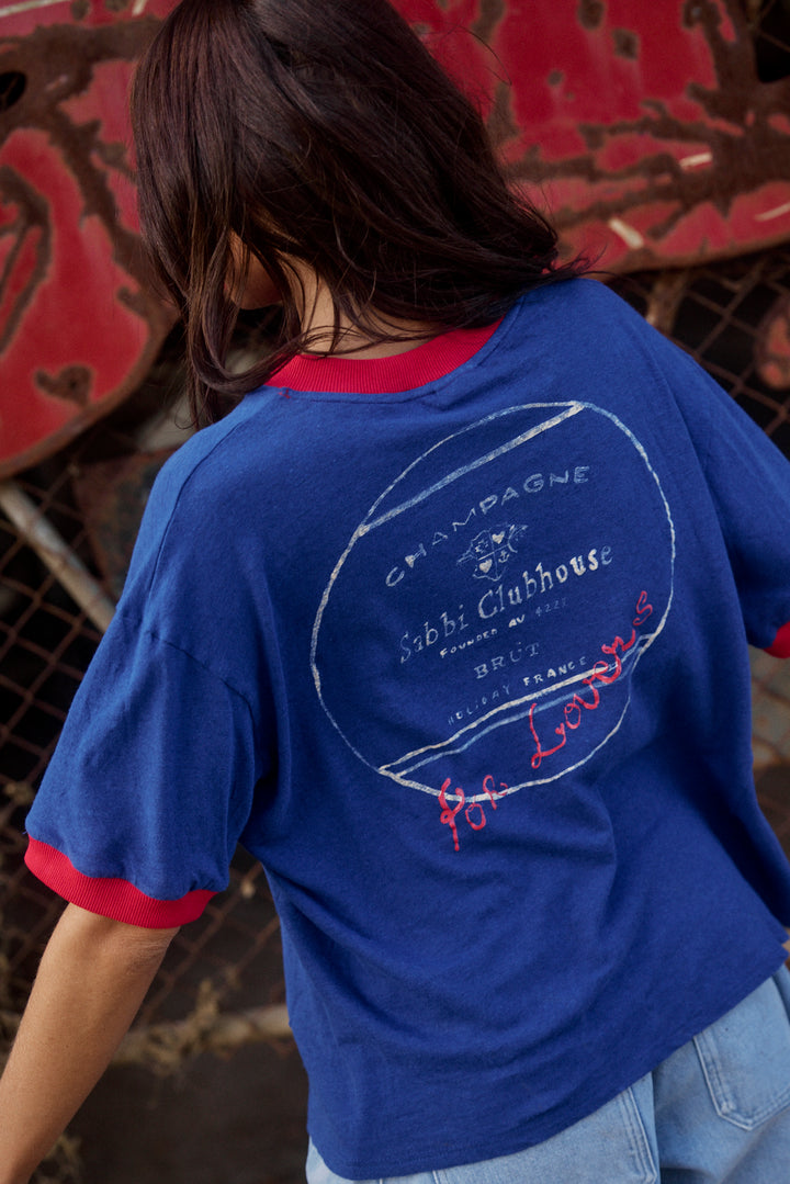 THE CHAMPAGNE IS FOR LOVERS TEE -ROYAL